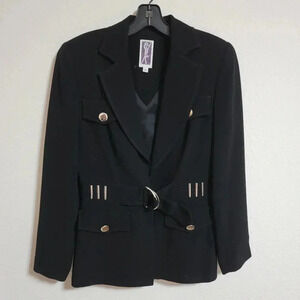 Zelda Vintage Black Belted Front Jacket